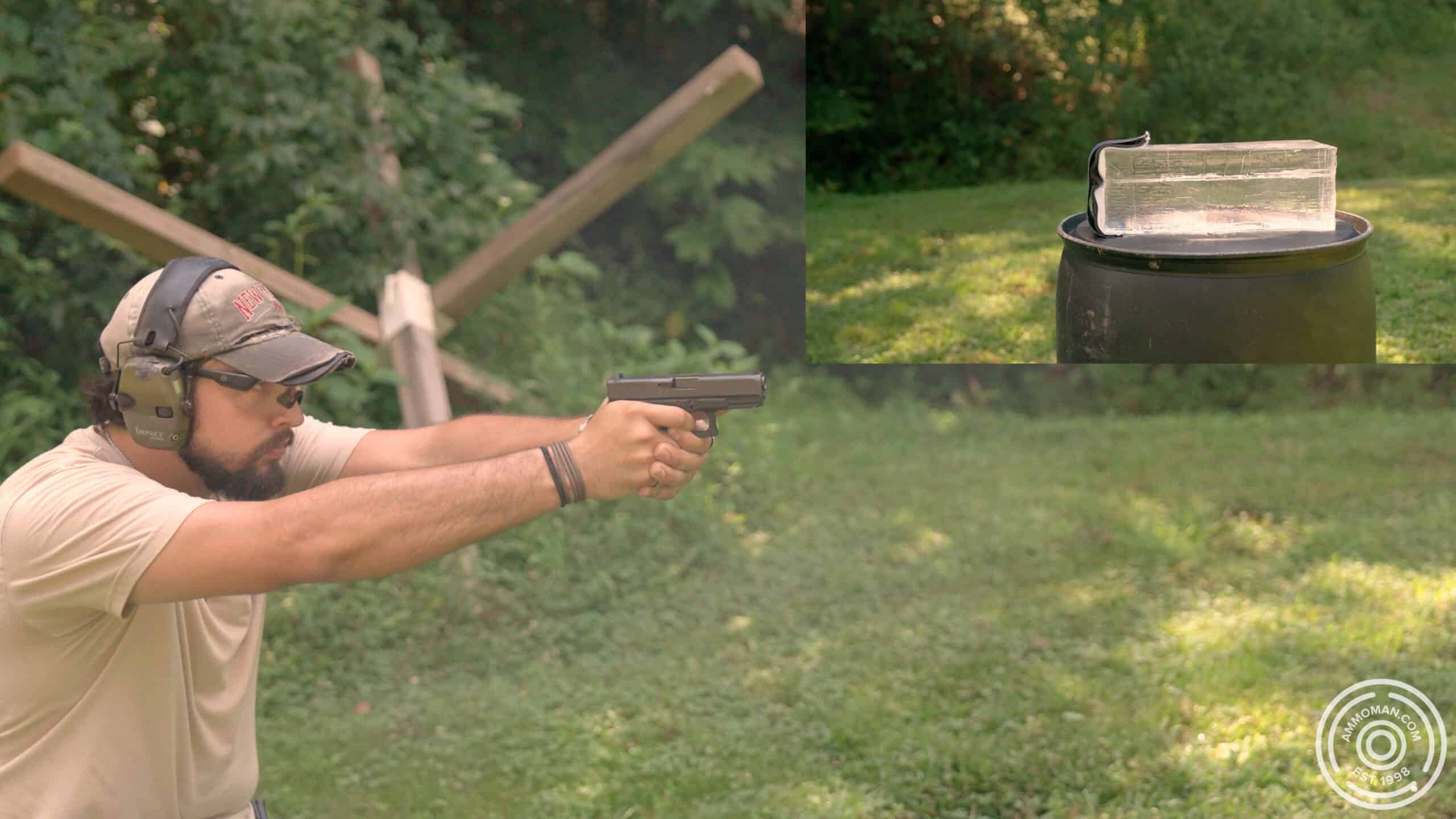 Shooting .45 GAP at clear ballistics gel.