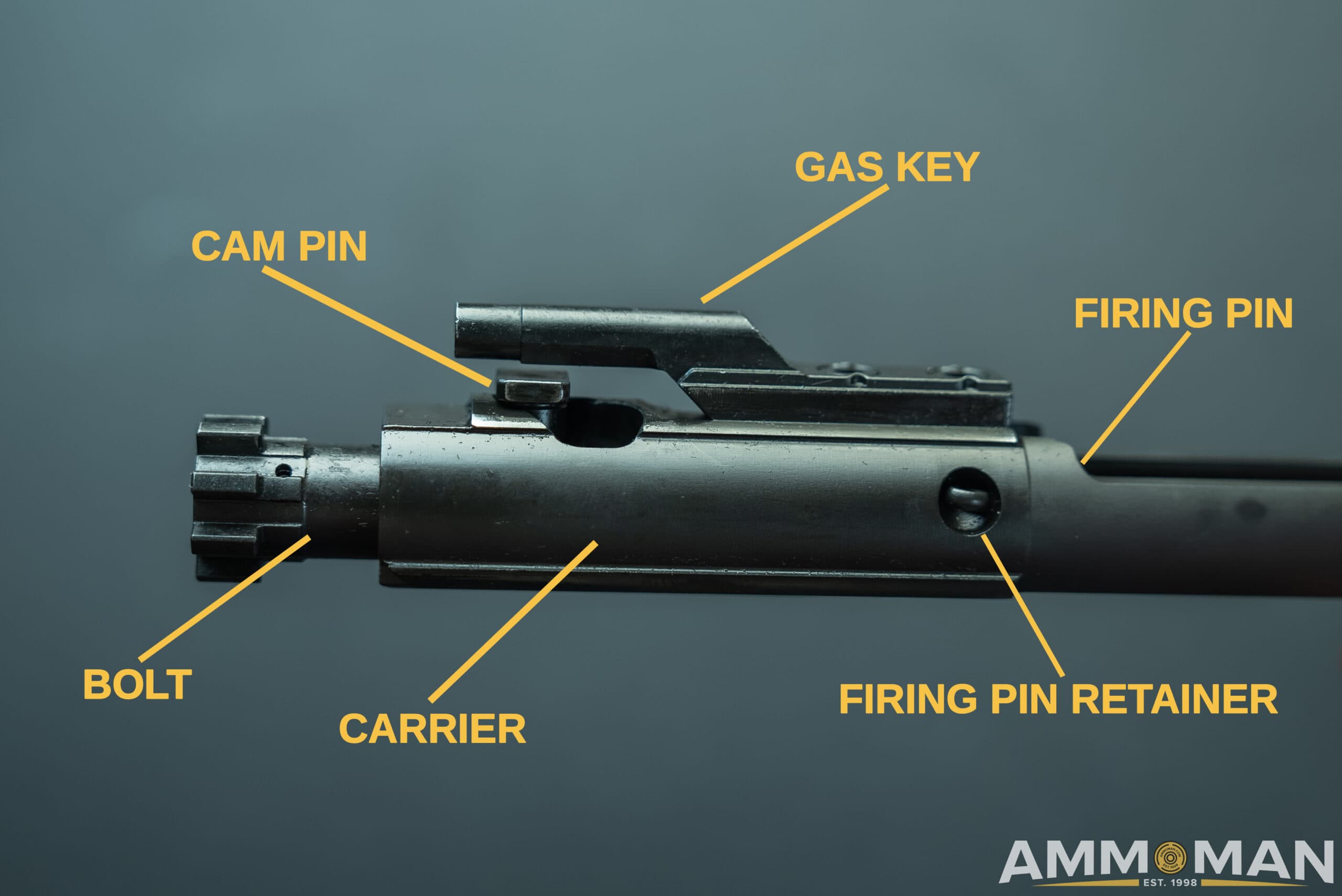 Parts of an AR15 bolt carrier
