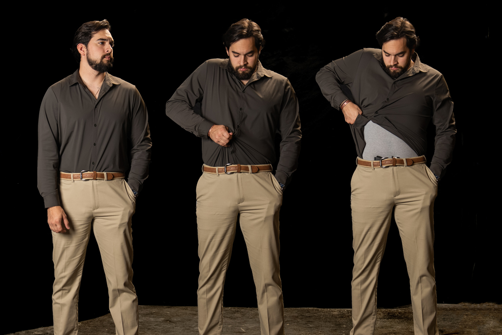 Tucking a dress shirt over a gun.