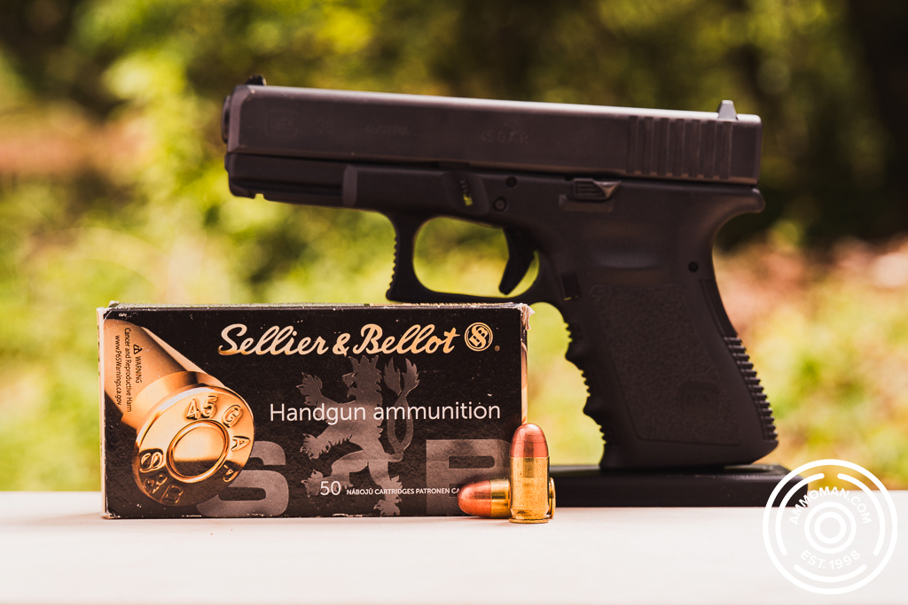 Glock 45 GAP pistol with 45 GAP ammo at a shooting range