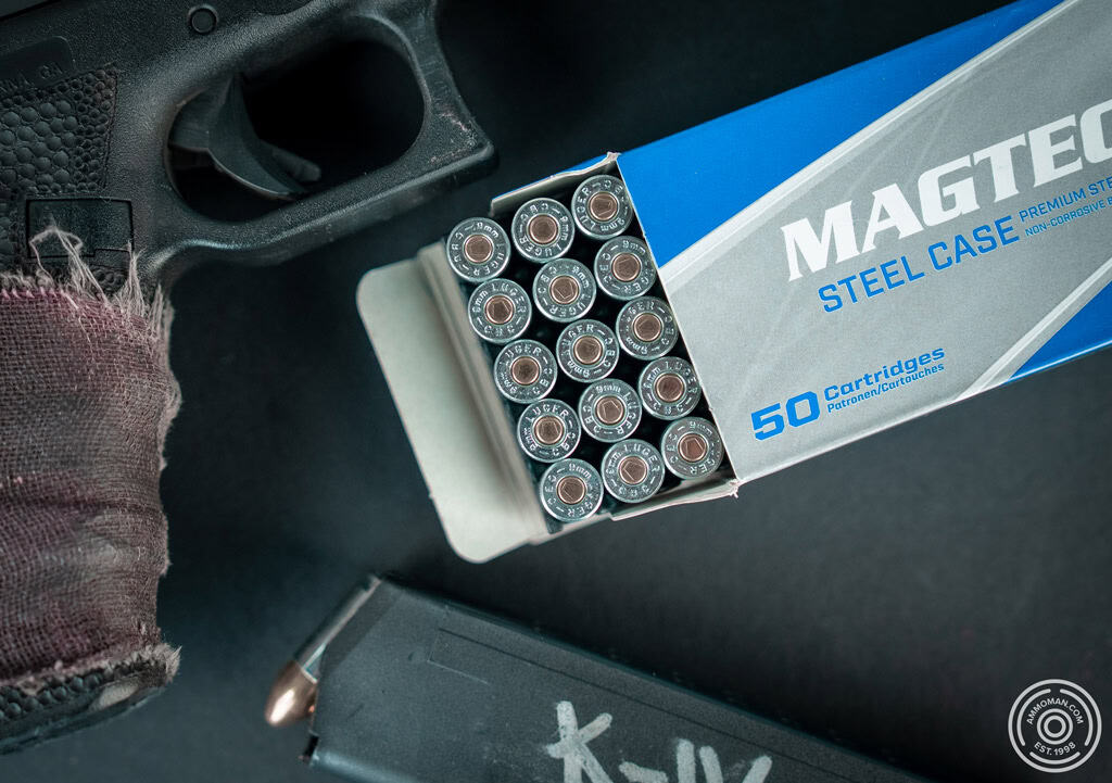 Magtech 115 grain range 9mm ammo.