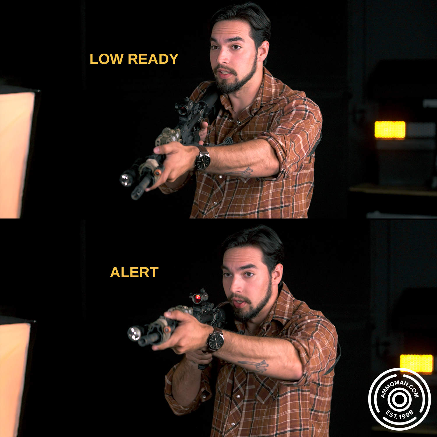 Low ready vs. an alert position