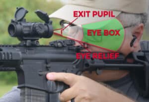 showing what the scope eye box is with a rifle