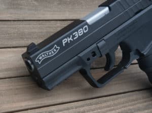 Front rail on a Walther PK380 pistol