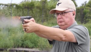 Kevin, the author of this review, shooting the CPX-2 at a shooting range.