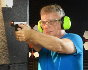 Kevin, the author, shooting a Glock 19
