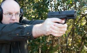 Walther Creed 3 pistol firing at the range